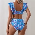 thumbnail image 6 of Minjewel Women High Waist Ruffled 2 PC Bikini Swimsuit Fashion Beach Bathing Suit, Royal Blue M, 6 of 6