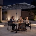 thumbnail image 3 of Costway 13 FT Double-Sided Patio Umbrella with Solar Lights, 36 LED Lights, Crank Handle Gray, 3 of 10