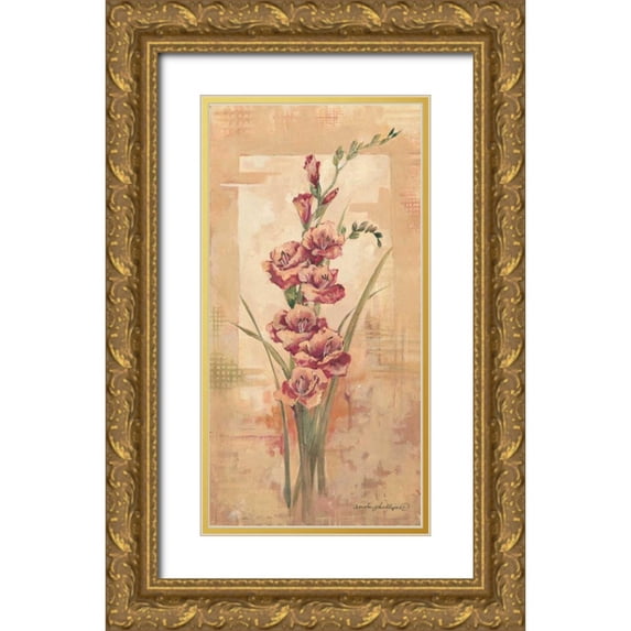 Phillips, Anita 14x24 Gold Ornate Wood Framed with Double Matting Museum Art Print Titled - Floral III