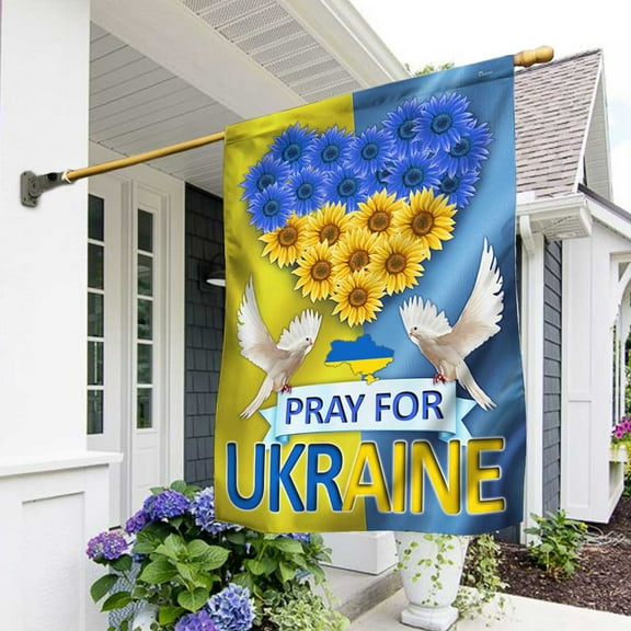 Flagwix Ukraine Strong Stand With Ukraine Sunflower Flag Pray For Ukraine DBD3421F Ukraine Flags, Indoor Outdoor Decoration - House Flag (29.5" x 39.5")