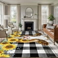 thumbnail image 2 of 8x10 Area Rugs for Living Room, Farmhouse Cow Non Slip Area Rugs for Kitchen Bedroom Entryway, Vintage Country Sunflower Black Buffalo Plaid Washable Carpet Runner Rug Floor Mats for Bedroom, 2 of 9