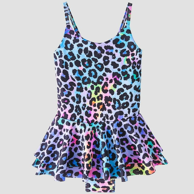 LSLJS Maillot de Bain une Pièce à Volants Imprimé Léopard Mignon pour Filles Bébés