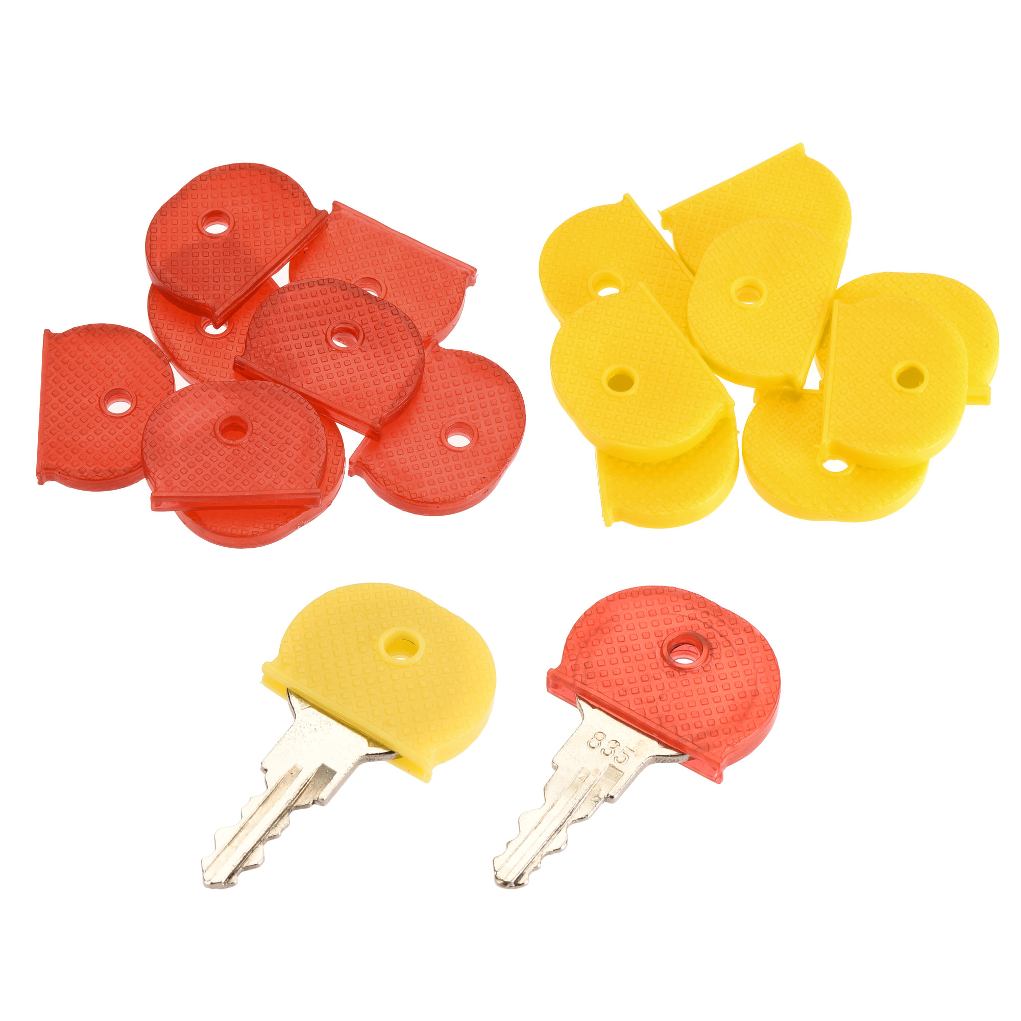 Unique Bargains Key Cap Cover Tags Identifier Label ID Silicone Sleeve Red, Yellow