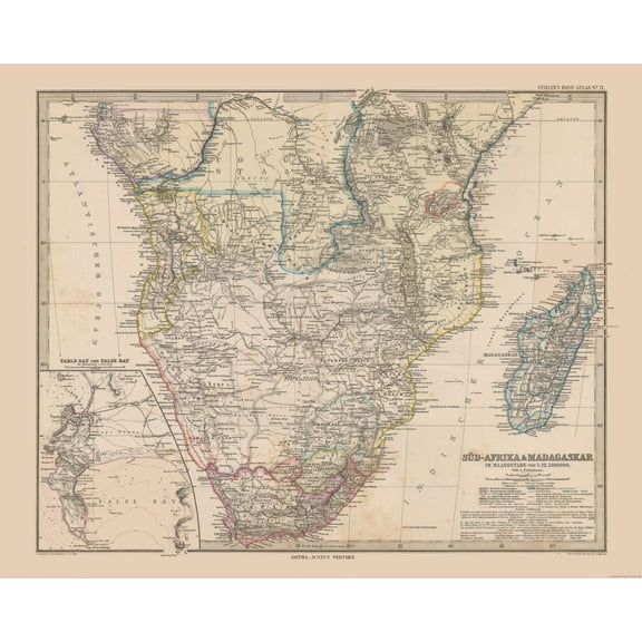 Historic Map - South Africa Madagascar - Stieler  1885 - 28.65 x 23 - Vintage Wall Art