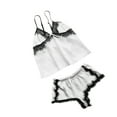 thumbnail image 2 of ALLLIST Solid Women's Pajama Sets Sexy White Lace Backless V-Neck Sleeveless Camisole Polyester Lounge Wear for Women, 2 of 3