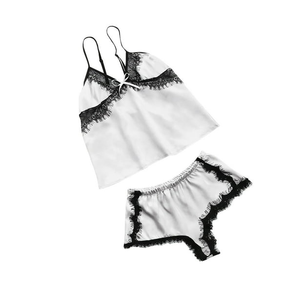 Besolor Womens Cami Pajama Set Sleepwear Lace Trim Spaghetti Strap Camisole and Shorts Sets Nightwear Pjs