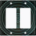 thumbnail image 6 of Metal Light Switch Plate Cover Teal Black Mandala Circle Tile Pattern MDL012, 6 of 13