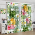thumbnail image 4 of Tropical Curtains Green Palm Leaves Colorful Flowers Pineapple Blackout Print Rod Pocket Window Drapes for Bedroom Living Room 42x63in, 4 of 6