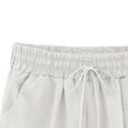 thumbnail image 4 of biudgviw Bermuda Shorts for Women Drawstring High Waisted Knee Length Shorts Cuffed Hem Plus Size Comfy Linen Shorts with Pockets, 4 of 5