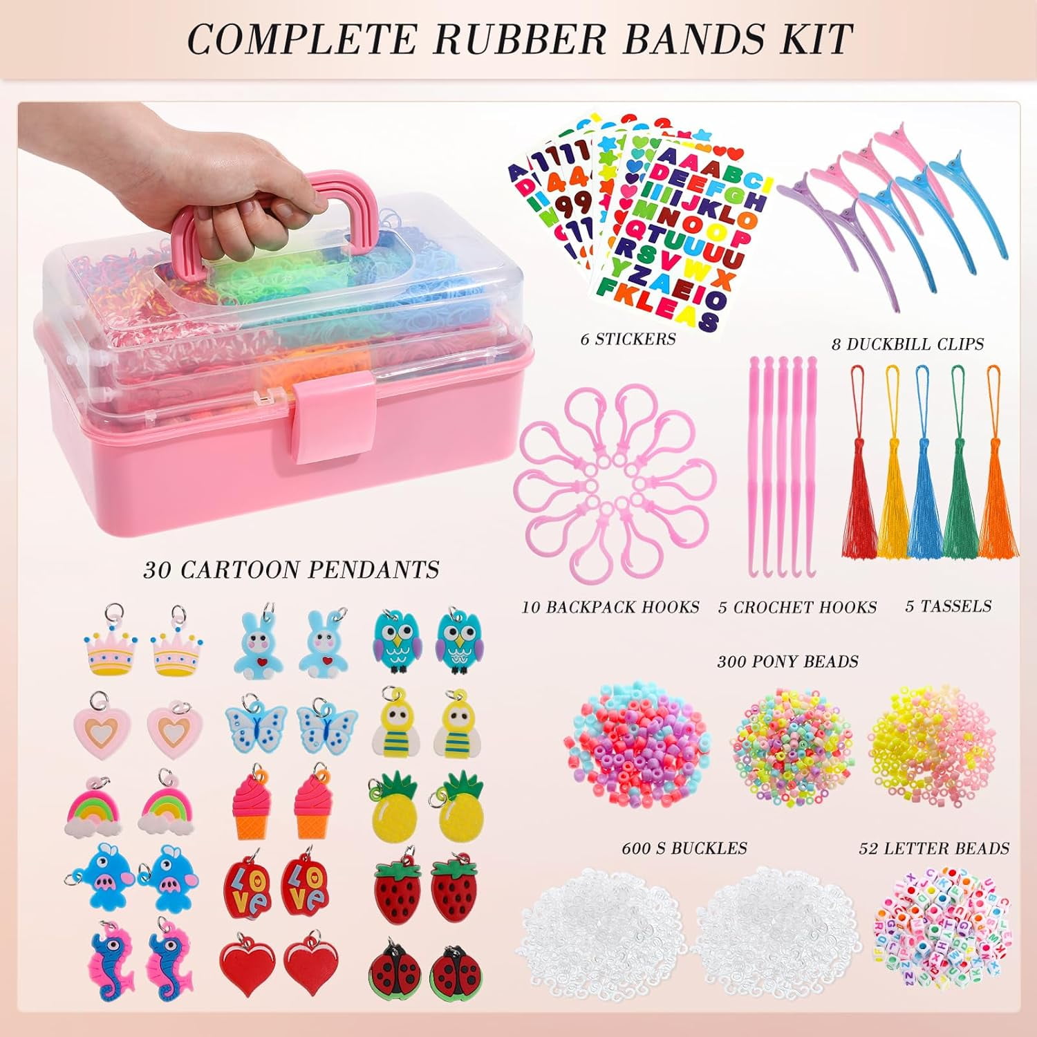 17500+ Rubber Band Bracelet Kit with 3 Layer Transparent Container, Bracelet Kit Making Refill Kit Girls Christmas Gifts