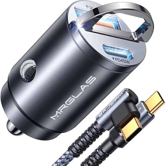 YJJSKEJI 90W Fast iPhone 16 Car Charger, USB C Car Charger with Type C Cable, PD45W & QC45W, Flush Fit, All Metal, Cigarette Lighter USB Adapter for iPhone 16 15 Samsung S25 Ultra Pixel 8