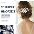 thumbnail image 3 of Women’s Wedding Hair Comb Silver Rhinestone Bridal Headpiece Flower Crystal Prom Hair Pieces Pearls Bride Decorative Hair Clips Bridesmaids Hair Side Combs Wedding Hair Accessories for Brides, 3 of 4
