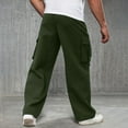 thumbnail image 6 of YUGYXL Mens Drawstring Cargo Pants Trendy Stretch Waist Wide Leg Pants with Multiple Pockets Outdoor Hiking Trousers Army Green XXL, 6 of 9