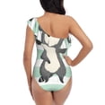 thumbnail image 6 of Yiaed Cute Raccoon Print Women One Piece Swimsuits Tummy Control One Shoulder Bathing Suits Pattern Ruffle Swimwear-Large, 6 of 8