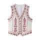 thumbnail image 3 of HH TRAF Chaleco sin mangas con cuello en V sólido de moda de verano para mujer, chaleco informal con fajas bordadas de un solo pecho para mujer, 3 of 5
