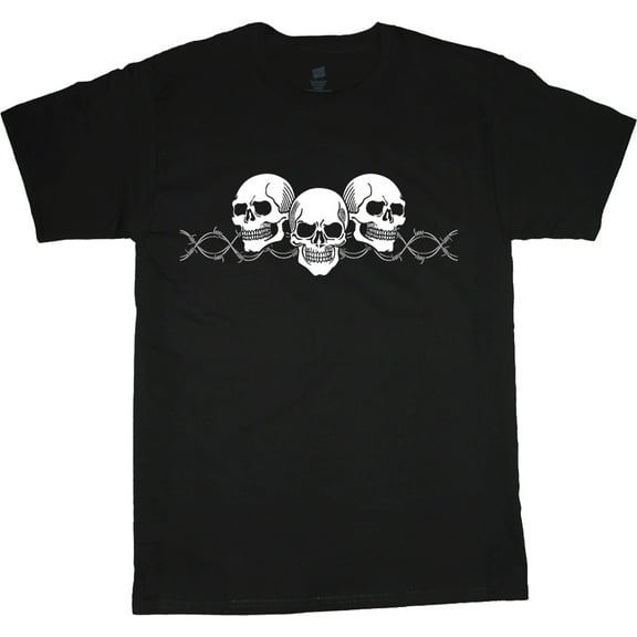 Mens Graphic Tees Barbed Wire Skull T-shirt Dad Fathers Day Gifts
