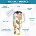 thumbnail image 2 of Yayeee 40oz Stainless Steel Tumbler with Straw and Handle Double-Wall Insulated Travel Water Bottle, Orange Retro Flower, 2 of 8