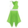 thumbnail image 5 of Alvivi Womens Liturgical Praise Dance Worship Irregular Hem Sleeveless Color Block Lyrical Dance Dress Light Green XL, 5 of 6