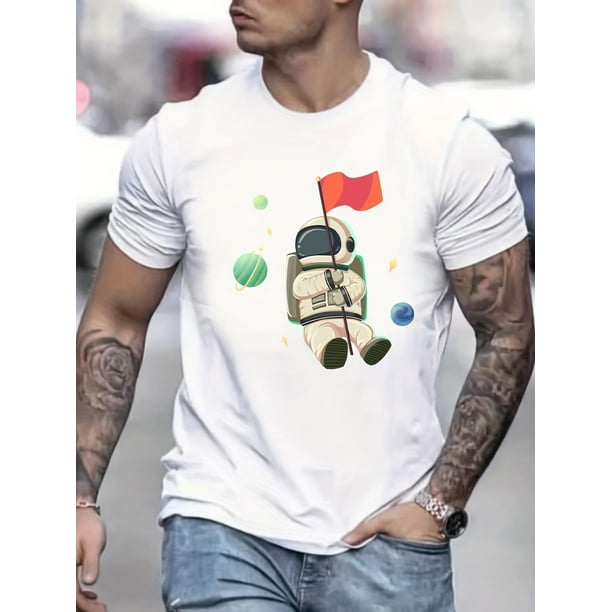 Camiseta con estampado de astronauta para hombre, informal y cómoda para el verano, ideal para adultos, hombres, mujeres, adolescentes, jóvenes y para el tiempo libre.