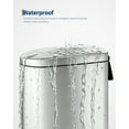 thumbnail image 3 of Slim Stainless Steel Step Trash Can 2.6 Gallon/10L with Lid - Soft Close, Removable Inner Bucket, Rear Handle, Waterproof, Space-Saving Waste Bin for Bathroom, Kitchen, Office - Stainless Steel Color, 3 of 7
