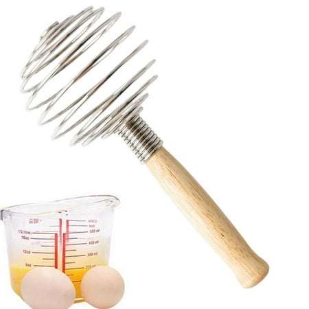 

LeKing Kitchen Whisks for Mixing Handheld Mixer Kitchen Whisk Dough Whisk Stainless Steel Egg Whisk Hand Mixer Spiral Whisk Wooden Handle for Blending Beating & Stirring classical