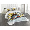 thumbnail image 3 of Ambesonne Fitness Quilted Bedspread Set 3 Pcs, Cartoon Cat Lifting, King Size, Multicolor, 3 of 5
