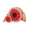 thumbnail image 4 of SET de 2 Piezas: BOLSA y MONEDERO en forma de DONA DE FRESA CON CHISPAS , Diseño de Comida PAN DULCE, Correa Ajustable, Moda Kawaii, Novedoso y Encantador, Color Rosa., 4 of 5