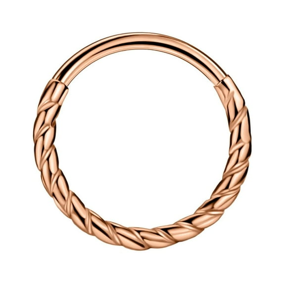 316L Surgical Steel Nose Rings for Women Twisted Nose Hoop 18g 18 Gauge 8mm Piercing Earring Hoop for Helix Cartilage Tragus Daith Septum Rose Gold Plated