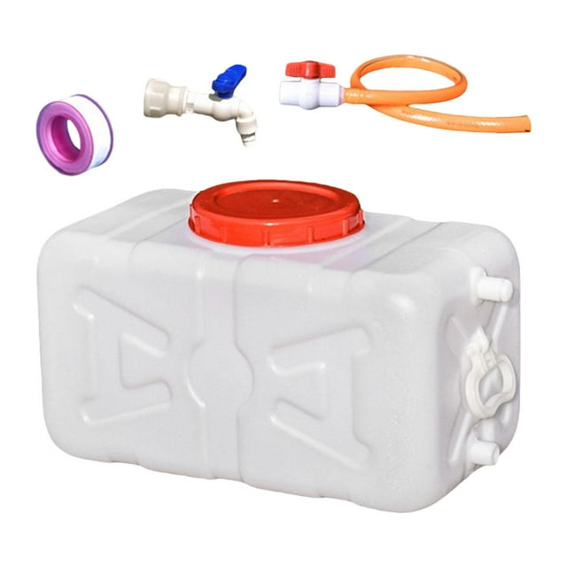 Almencla Contenant d'Eau de Camping Réutilisable avec Robinet et Tuyau pour Camping, Voiture, Randonnée Blanc 30 kg