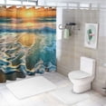 thumbnail image 7 of Orinice Ocean Shower Curtain Sand Beach Waves Sunrise Lanikai Theme Colorful Offshore Pacific Scenry Pattern Waterproof Fabric Bathroom Decor Set Plastic Hooks 12 Pcs Blue 69x72, 7 of 7
