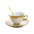 thumbnail image 2 of Juego de Taza y platillo de té de cerámica, juego de tazas de té de , estilo elegante esmaltado, taza de café expreso delicada y hermosa, taza Blanco Macarena taza de café platillo, 2 of 8
