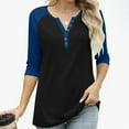 thumbnail image 4 of gakvbuo 3/4 Sleeve Tops Henley Shirts for Women's Tops Dressy Casual Color Block Pullover Tunic Top Blouses Button Up V-Neck Button-Down Shirts Trendy Business Work Blouses Outfit Basic Tees, 4 of 9