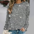 thumbnail image 2 of Bowake Sweat à Manches Longues à Sequins pour Femmes Col Rond Décontracté Hauts Pailletés pour Sortir Blouses de Fête, 2 of 4