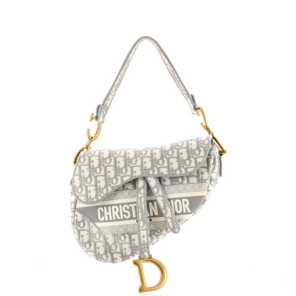 Pre-Owned Saddle Handbag Logo Embroidered Oblique Canvas Medium By Rebag