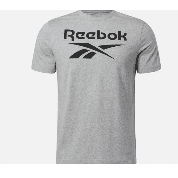 Reebok Men's Big Logo T-Shirt Grey Black Size L NEW w/ Tags