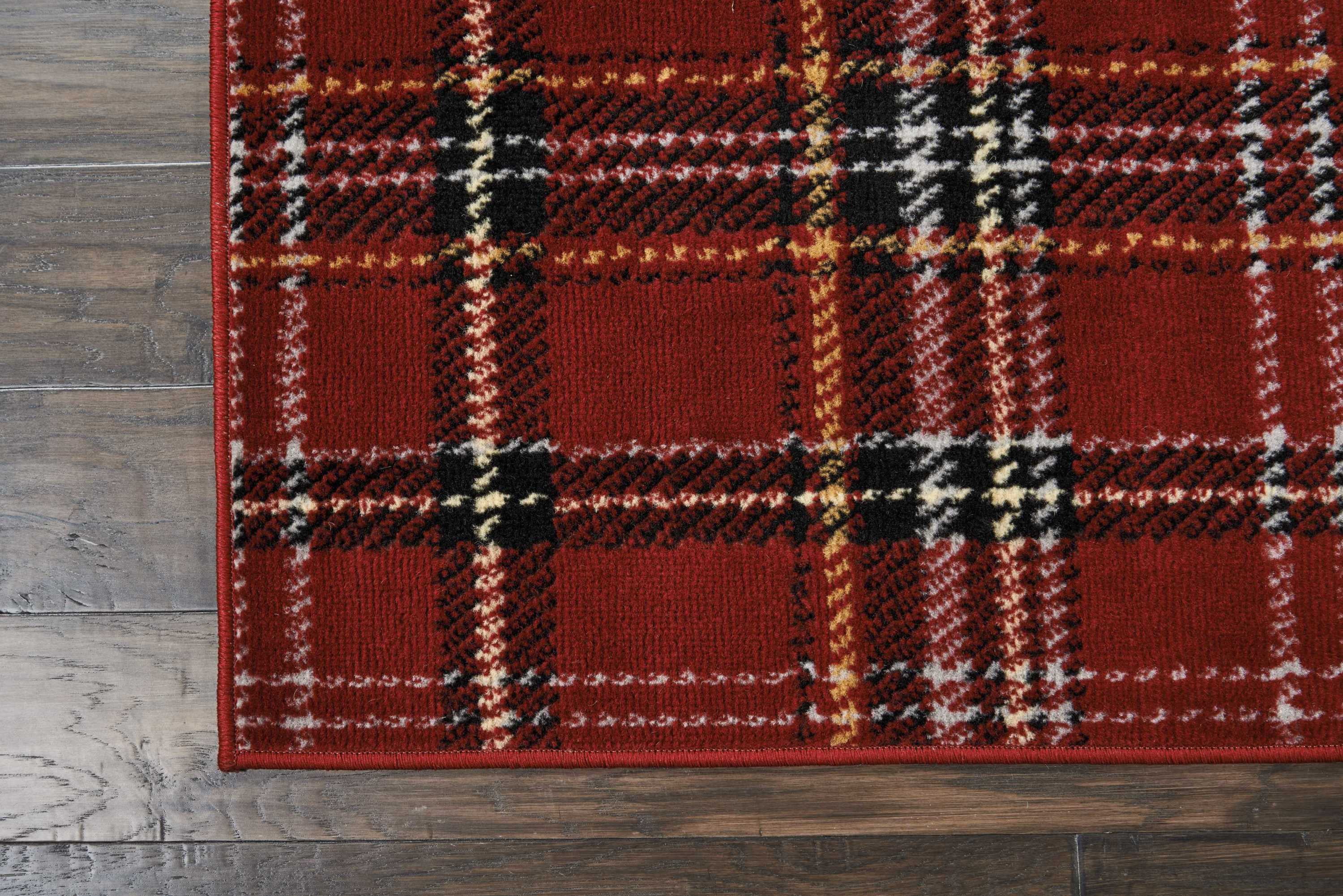Red Farmhouse Plaid Area Rug by Pinewood Grove