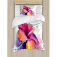 thumbnail image 3 of Ambesonne Watercolor Flower Home Hibiscus Flower in Pastel Abstract Romantic Petal Pattern Duvet Cover Set, 3 of 3
