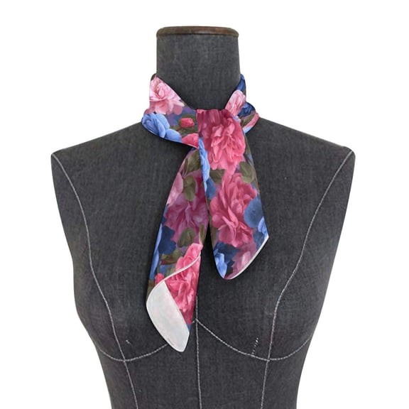 Square Scarf 24x24 Inch Lush Peony Bouquet Print Silky Satin Sun Protection Neck Scarf for Women Multi-Purpose Head Wrap Bandana for Hair Bag Decoration