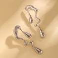 thumbnail image 4 of Yesbay 1 Pair Women Earring Irregular Liquid Water Drop Shape Stainless Alloy Contrast Color Hollow Out Polished Personality Ear Stud Geometric Long Earrings, 4 of 7