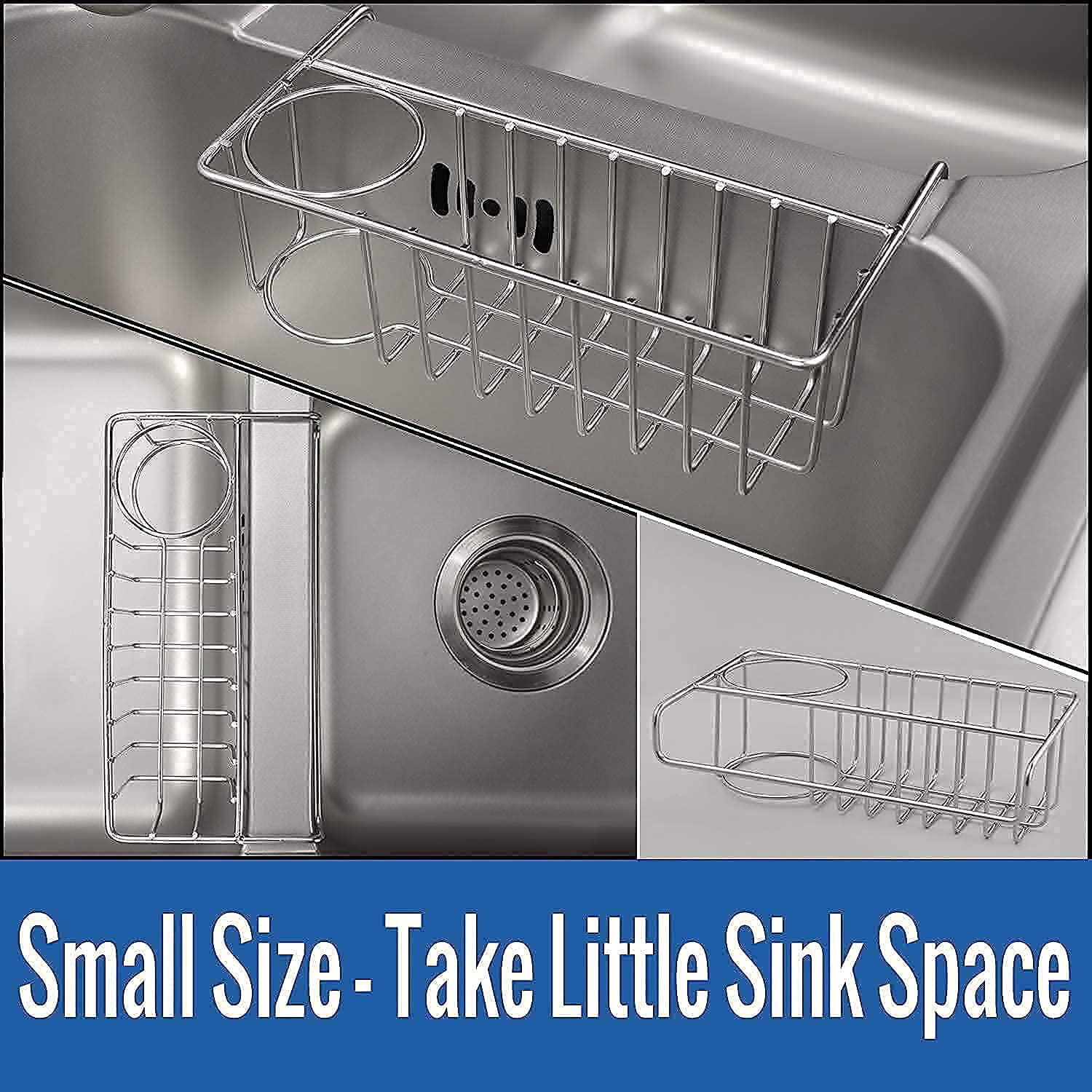 .com: Kitchen Sponge Holder, Dish Brush Holder, Slim Sink  Organization/Draining Basket/Liquid Drai…