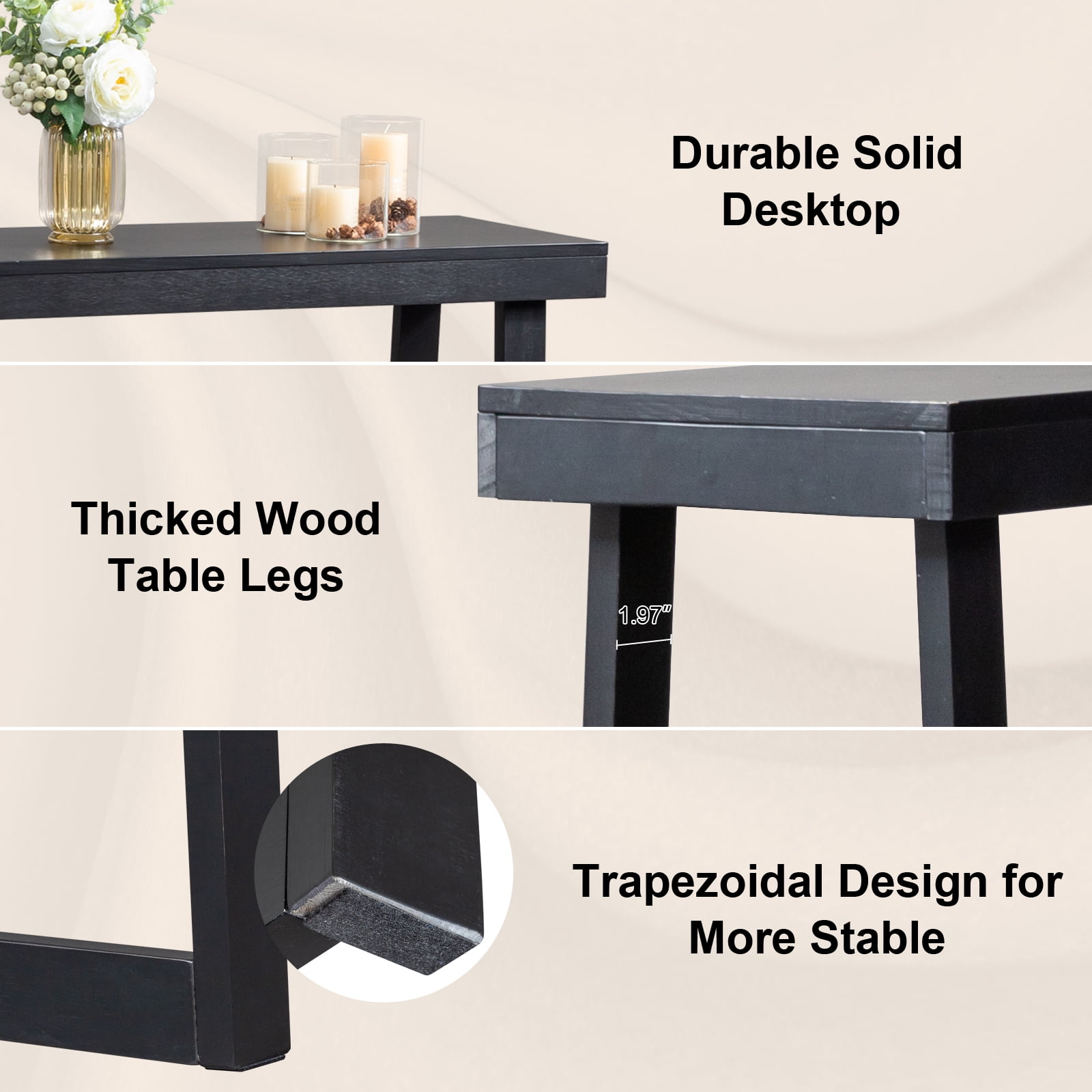 Ktaxon Wooden Entryway Table 36in Sofa Side Table Storage Display TV Table, Black