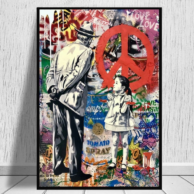 Cuadro mural estilo graffiti de Banksy, 40 x 60 cm