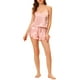 thumbnail image 2 of INSPIRAR CHIC Conjunto de Pijamas de Satén para Mujeres, Top de Camiseta y Pantalones Cortos, Color Rosa, 2 of 6
