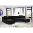 thumbnail image 2 of Pemberly Row Modern / Contemporary 3pc Velvet Sectional in Black, 2 of 8