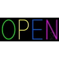 thumbnail image 1 of Open Multi Color LED Neon Sign 10 x 24 - inches, Clear Edge Cut Acrylic Backing, with Dimmer - Bright and Premium built indoor LED Neon Sign for storefront., 1 of 7