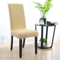 PiccoCasa 4Pcs Stretch Spandex Seat Slipcovers Plain Classic Chair Protectors, Beige