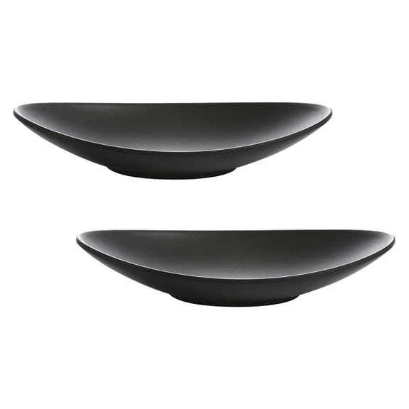PTOOTP 2-Piece Black Serving Platter Set, Frosted Japanese Style Sushi and Dessert Tray for Elegant Presentation