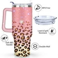 thumbnail image 3 of Pink Leopard Print 40 Oz Tumbler with Handle Lid and Straw, Stainless Steel Double Walled Vacuum Insulated Cup, Cute Anniversary Wedding Birthday Gifts Tumbler for Women Men Friends Outdoor Indoor, 3 of 7