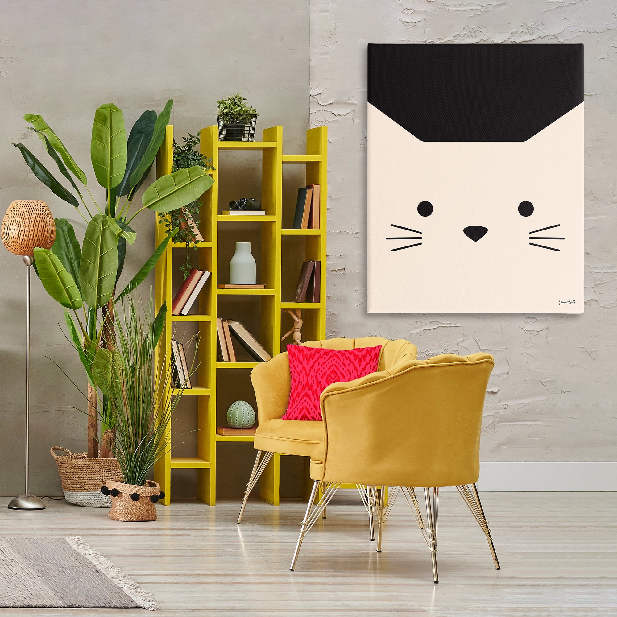 Stupell Industries White Cat Close Up Animals Painting Wrapped Canvas Art Print Wall Art, 36 x 48