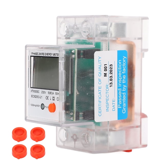 Medidor de energía 2P monofásico carril DIN uso de electricidad Monitor pantalla LCD retroiluminada medidor de potencia 230V